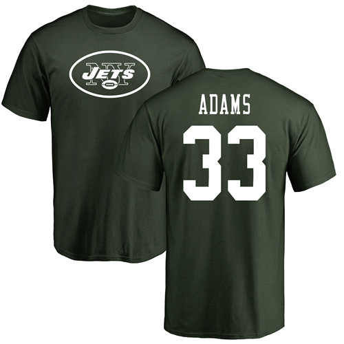 New York Jets Men Green Jamal Adams Name and Number Logo NFL Football #33 T Shirt->nfl t-shirts->Sports Accessory